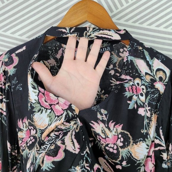 Ana Size Medium Shirt Top Bell Sleeve boho romantic Peasant Top Keyhole coat - Picture 2 of 7